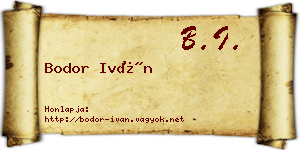 Bodor Iván névjegykártya